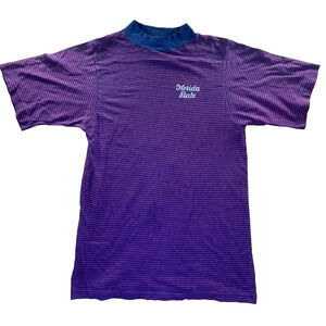 Champion Florida State Vintage Small Shirt Maroon Navy Striped Tee 100% Cotton